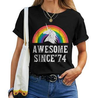 Unicorn 45Th Birthday Rainbow 1974 45 Years Old T Shirt Women T-shirt | Mazezy