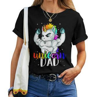 Unicorn Dad Manly Daddy Papa Unique Family Christmas Women T-shirt | Mazezy