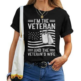 The Veteran & The Veterans Wife Proud American Veteran Wife Women T-shirt - Seseable