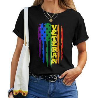 Veteran Lgbt Gay Pride Rainbow American Flag Military Women T-shirt - Seseable
