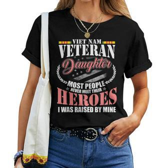 Vietnam Veteran Daughter American Flag Military Us Patriot V2 Women T-shirt - Seseable