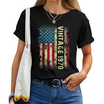 Vintage 1970 Usa Flag 50Th Birthday 50 Year Old Bday Women T-shirt | Mazezy