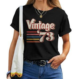 Womens Vintage 1973 Birthday For Men Women 50 Year Old Women T-shirt | Mazezy