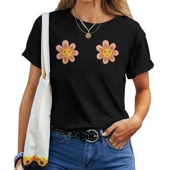 Vintage 70S Happy Groovy Hippy Flowers Casual Graphic Women T-shirt | Mazezy CA