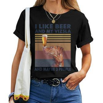 Vintage I Like Beer And My Vizsla And Maybe 3 People Women T-shirt - Seseable