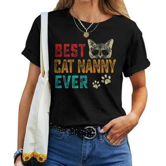 Vintage Best Cat Nanny Ever Family Pet Kitten Lover Women T-shirt - Seseable
