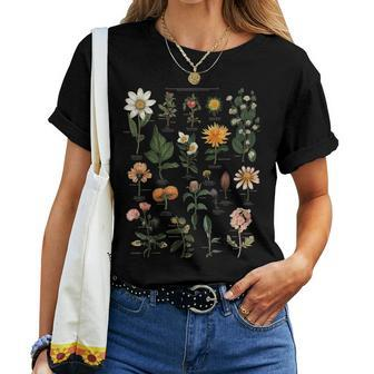 Vintage Inspired Flower Botanical Chart Graphic Women T-shirt | Mazezy