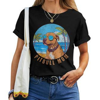 Vintage Pitbull Mom Sunset Pittie Mom Women T-shirt | Mazezy