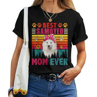 Vintage Retro Best Samoyed Mom Ever Cute Dog Headband Women T-shirt - Seseable