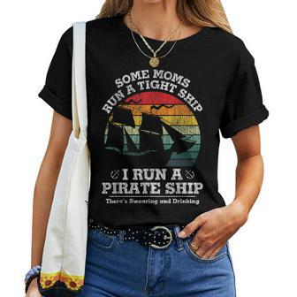 Vintage I Run A Pirate Ship Mom Dad Family Matching Mother Women T-shirt - Seseable