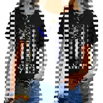 Vintage Us Air Force Wife With American Flag Women T-shirt | Mazezy