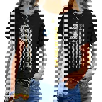 Vintage Usa American Flag Proud Retired Air Force Wife Women T-shirt | Mazezy