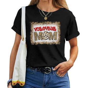 Volleyball Mom Leopard Funny Sport Ball Mom Mothers Day  Women T-shirt Casual Daily Crewneck Short Sleeve Graphic Basic Unisex Tee