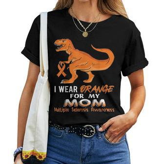 I Wear Orange For My Mom Dinosaur Multiple Sclerosis Women T-shirt - Thegiftio UK