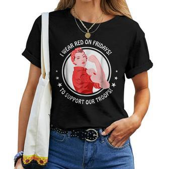 I Wear Red On Fridays T For Military Women Mom Wife Women T-shirt | Mazezy