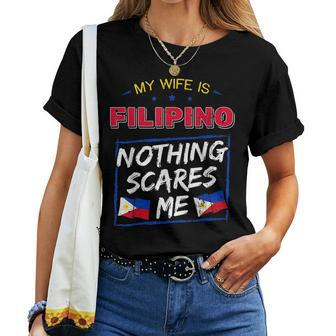 My Wife Is Filipino Republic Of The Philippines Roots Flag Women T-shirt - Seseable