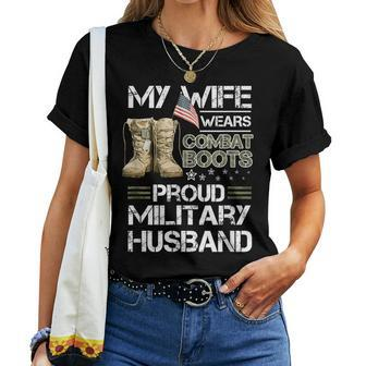 My Wife Wears Combat Boots Proud Military Husband Women T-shirt - Seseable