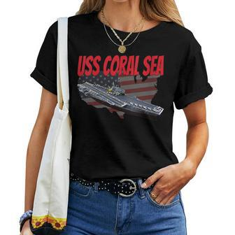 Womens Aircraft Carrier Uss Coral Sea Cva-43 For Grandpa Dad Son Women T-shirt - Seseable