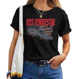 Womens Aircraft Carrier Uss Forrestal Cv-59 For Grandpa Dad Son Women T-shirt - Seseable