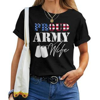 Womens Army Wife Veterans Day Military Patriotic Female Soldier Women T-shirt - Seseable