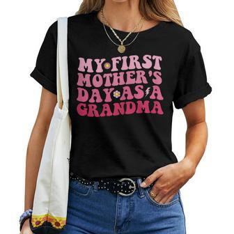 Womens Funny Mothers Day My First Mothers Day As A Grandma  Women T-shirt Casual Daily Crewneck Short Sleeve Graphic Basic Unisex Tee