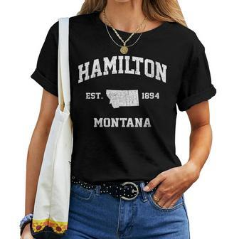 Womens Hamilton Montana Mt Vintage State Athletic Style Women T-shirt - Seseable