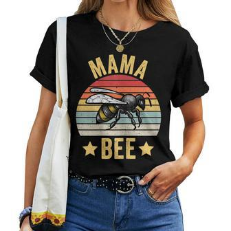 Womens Mama Bee Family Matching Beekeeping Mom Mommy Vintage Retro Women T-shirt - Seseable