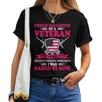 Womens Proud Daughter Of A Veteran Father Cute Veterans Daughter Women T-shirt - Seseable
