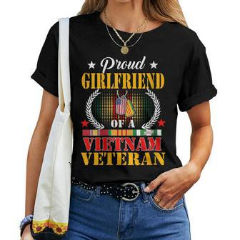 Womens Proud Girlfriend Of A Vietnam Veteran Vintage Womens Women T-shirt - Seseable