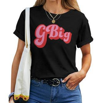 Womens Retro 70S Style Gbig Reveal Sorority Big Little Sister Women T-shirt - Seseable