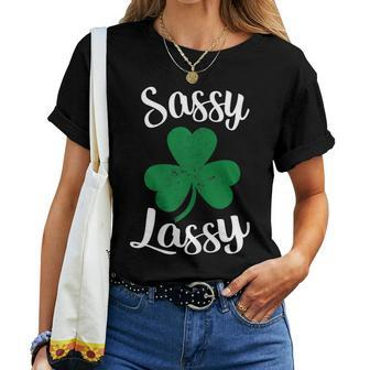 Womens Sassy Lassy St Patricks Day Women T-shirt - Seseable