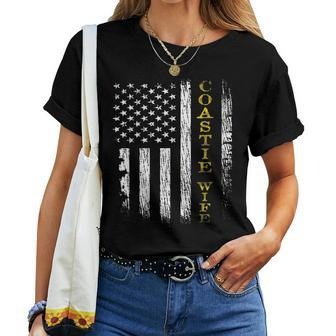 Womens US Coast Guard Uscg Coastie Wife Flag Women T-shirt - Seseable