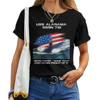 Womens Uss Alabama Ssbn-731 American Flag Submarine Veteran Xmas Women T-shirt - Seseable