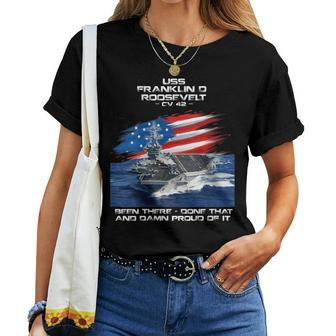 Womens Uss Franklin D Roosevelt Cv 42 Aircraft Carrier Veteran Xmas Women T-shirt - Seseable