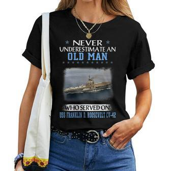 Womens Uss Franklin D Roosevelt Cv-42 Veterans Day Father Day Gift Women T-shirt - Seseable