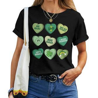 Womens Vintage Heart Candy Nicu Nurse St Patricks Day Women T-shirt - Seseable