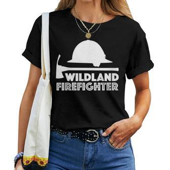 Womens Wild Land Rural Fire Fighters Forest Ladder-Man Helmet Ax Women T-shirt - Seseable