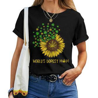 Worlds Dopest Mom Sunflower Weed Women T-shirt | Mazezy