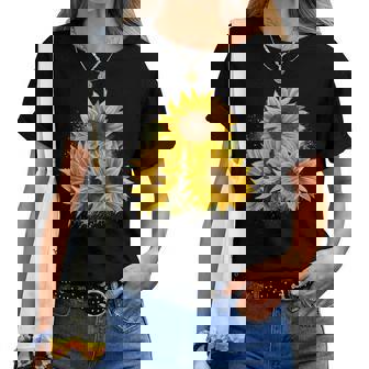 Yellow Sunflower Floral Watercolor Positivity Women T-shirt | Mazezy