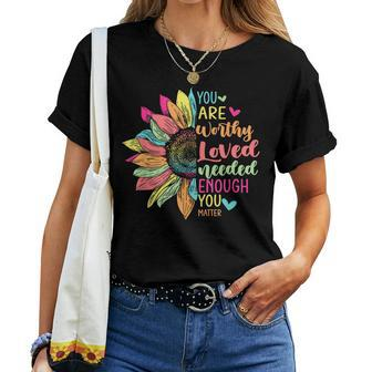 You Matter Be Kind Flower Self Care Mental Health Awareness  Women T-shirt Casual Daily Crewneck Short Sleeve Graphic Basic Unisex Tee