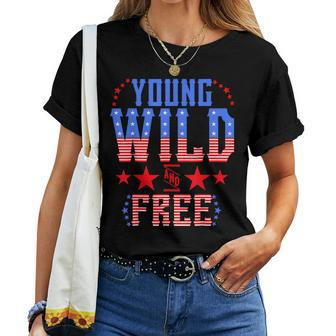 Young Wild & Free Memorial Day Patriotic Mom Girl Boy Women T-shirt | Mazezy