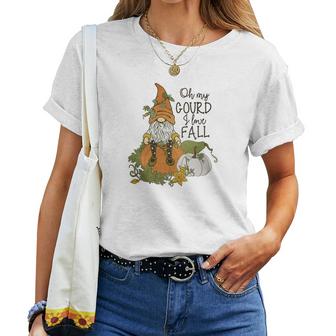Fall Oh My Gourd I Love Fall Gnomes Women T-shirt Casual Daily Crewneck Short Sleeve Graphic Basic Unisex Tee