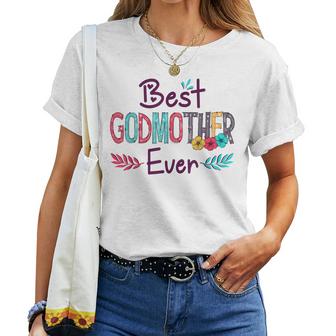 Best Godmother Ever  Women Flower Decor Mom Women T-shirt Casual Daily Crewneck Short Sleeve Graphic Basic Unisex Tee