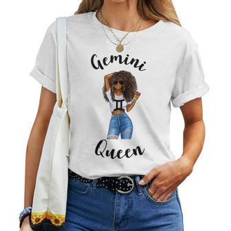 Black Gemini Queen Born In June July Birthday Afro Women T-shirt | Mazezy