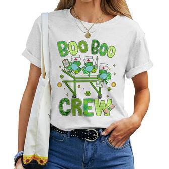 Boo Boo Crew Nurse St Patricks Day Shamrock Face Mask Nurse Women T-shirt - Seseable