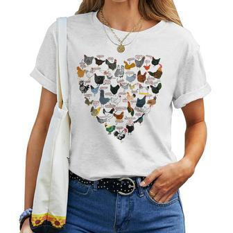 Chicken Heart Shape Country Farm Style Chicken Lover Women T-shirt | Mazezy