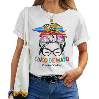 Cinco De Mayo Mama Messy Bun Mexican Mom Women T-shirt | Mazezy