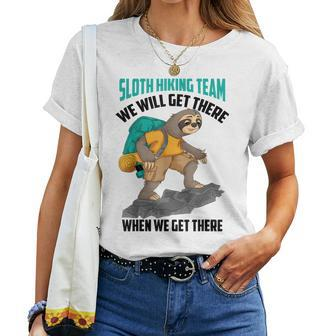 Cool Sloth Hiking Team Lazy Backpacking Squad Women T-shirt | Mazezy
