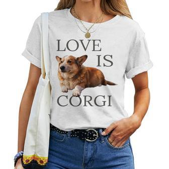 Corgi  Men Women Kids Love Is Dog Mom Dad Gift Pet Women T-shirt Casual Daily Crewneck Short Sleeve Graphic Basic Unisex Tee