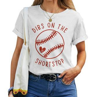 Dibs On The Shortstop Funny Baseball Wife Husband Love Women T-shirt - Seseable